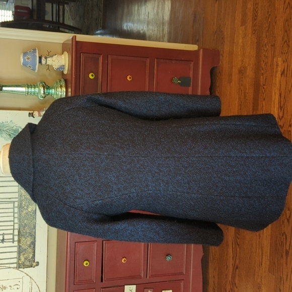 Anne Klein Pea Coat Cobalt Blue Wool Blend Nubby Tweed Full Length Sz S - Picture 4 of 11